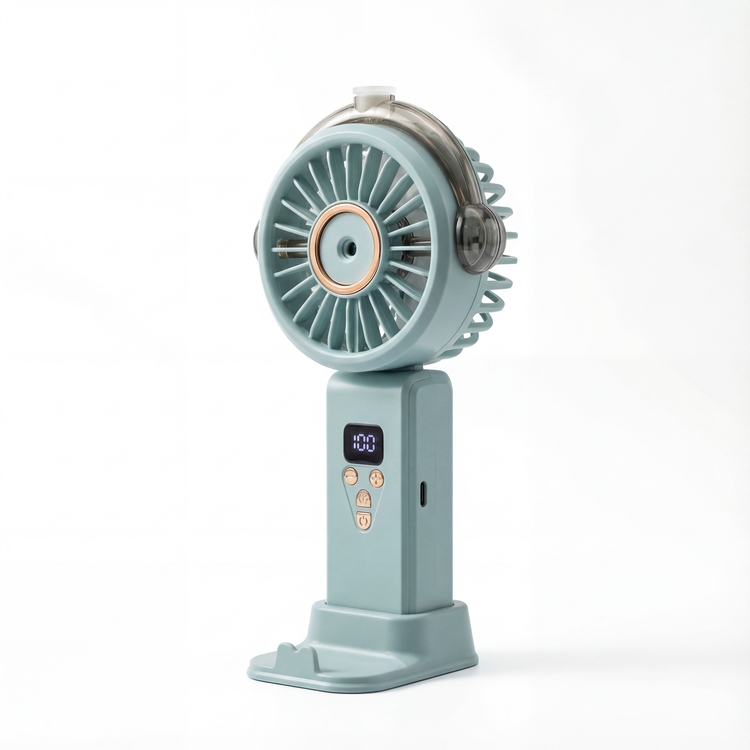 2026 High Quality Plastic Desktop Fan 1800mAh Usb Rechargeable Table Fan Handheld Fan With Digital Display