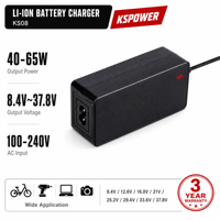 Chargeur mural de bureau KSPOWER C4 8.4V-37.8V, efficacité de 90%, garantie de 3 ans pour batterie Li-ion