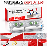 Boîte d'emballage personnalisée pour stylo injecteur avec plateau en PVC transparent, carton pliable imprimé pour kit de stylo médical, emballage pharmaceutique