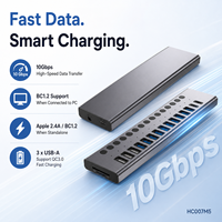 Hub USB C 17 en 1 3.2 Gen2, données 10 Gbps, charge rapide QC3.0, 15 commutateurs indépendants, lecteur SD/TF, aluminium, HC007M5