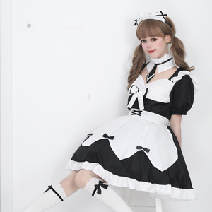 Lolita Maid Dress Black Polyester Fiber Cosplay Costume Women's Spring 2023 Anime Role Playing Outfit - Product Image 3
