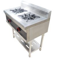 Peralatan Masak Restoran Stainless Steel Berkualitas Baik Kompor Gas 2 Tungku Kompor Gas Berdiri Dijual