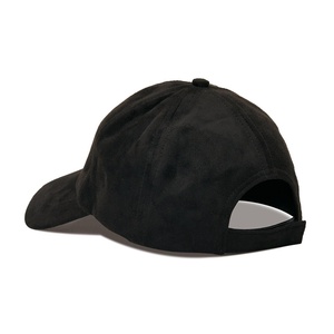 Casquette de baseball noire à 6 panneaux en daim structuré avec sangle réglable et étiquette tissée personnalisée - Product Image 3