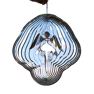 3D Rotating Stainless Steel Metal Cyclone Wind Chimes Garden Decoration Angel Wind - Product Image 1