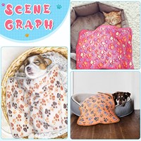 Coussin transfrontalier pour animaux de compagnie, respirant, imperméable, en polaire corail, motif empreintes de pattes, chaleur toutes saisons pour chiens et chats, plusieurs couleurs en stock