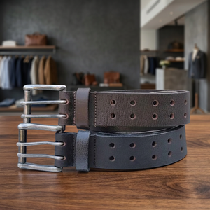 Ceinture BS INTERNATIONAL 100% cuir de vache véritable, boucle carrée en acier, motif uni écologique, moulage monobloc, largeur 3,8 cm - Product Image 1