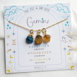 Collar con Colgante <span class=keywords><strong>de</strong></span> Cristal Natural del Signo Zodiacal Géminis, Joyerí<span class=keywords><strong>a</strong></span> Zodiacal, Regalo para Mujer - Product Image 6