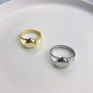 Dylam Stylish Design Fine Jewelry Women S925 Silver Rhodium 18K Gold Plated Double Layer Heart Shape <b>Adjustable</b> <b>Rings</b> - Product Image 5