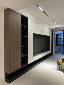 Mueble <span class=keywords><strong>de</strong></span> TV Moderno para Montar en la Pared con Estantes Abiertos en MDF Blanco para Sala <span class=keywords><strong>de</strong></span> Estar, Estilo Minimalista Personalizado - Product Image 2
