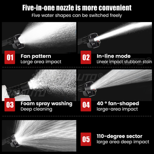 100BAR 6-in-1 30000mAh 500W Cordless <b>Car</b> <b>Washer</b> 10 Cells Battery Spray Water Gun 0/1/2 Battery Washing Cleaning Machine - Product Image 4