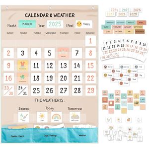 Calendario y tablero meteorológico de bolsillo de 25,5x35,3 pulgadas, diseño bohemio de poliéster para la gestión del tiempo de los niños - Product Image 1
