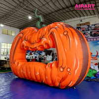 Citrouille gonflable géante de 4 m avec dents effilées pour décoration d'Halloween, idéale pour événements et fêtes en extérieur