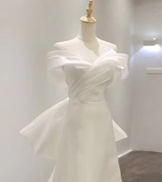 Robe de mariée légère française 2024 nouvelle jupe en queue de poisson rétro Banquet tempérament Satin robe de mariée principale blanche petite queue
