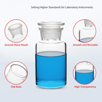 Flacon de réactif en verre borosilicaté de qualité laboratoire, à bouche large et étroite, transparent et ambré, pour laboratoire de chimie, avec joint en verre.