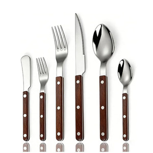 Retro Riveted 430 SS Cutlery <b>Set</b>, Steak Knife Fork Spoon with Willow Nail Handle, Butter Scraper <b>Restaurant</b> Flatware - Product Image 5