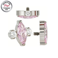Boucles d'oreilles bohèmes sur mesure Freya en titane G23 avec zircon, piercing labret à filetage interne pour femme