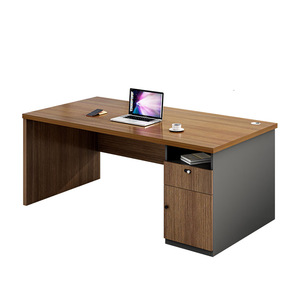 Bureau de travail avec tiroirs, finition grain de bois, poste de travail informatique individuel, poste de travail pour employé - Product Image 5