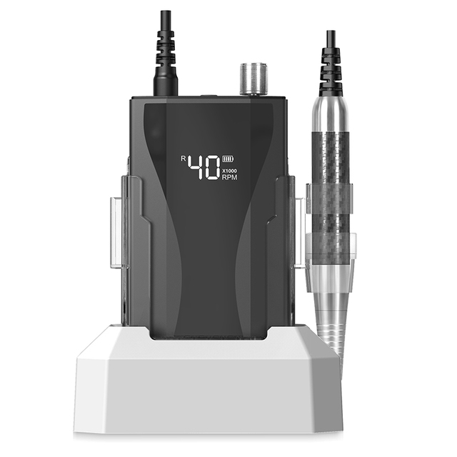 Professional Cordless Electric Nail Drill Machine Portable Rechargeable 40000RPM Brushless Manicure File with Charging Base
