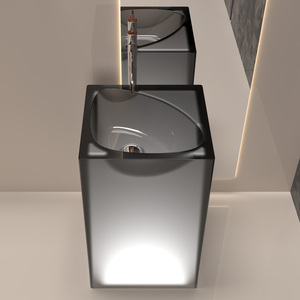 Lavabo de salle de bain <span class=keywords><strong>en</strong></span> résine transparente bleue, style moderne, lavabos de salle de bain autoportants - Product Image 1