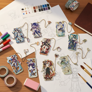 Popular Choice Metal Crafts Unique Cartoon Metal Bookmark Set Custom Anime Design With Attached Chain for Fans