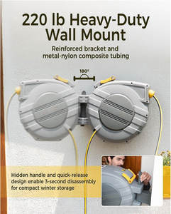 Tuyau d'arrosage en caoutchouc durable, enrouleur de tuyau rétractable automatique mural, norme CNS pour l'irrigation et le lavage de voitures - Product Image 2