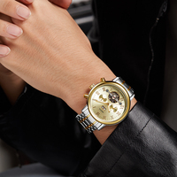 Montre mécanique automatique de luxe pour homme, étanche, avec calendrier, tourbillon, luminescente, style hip-hop, modèle 1406