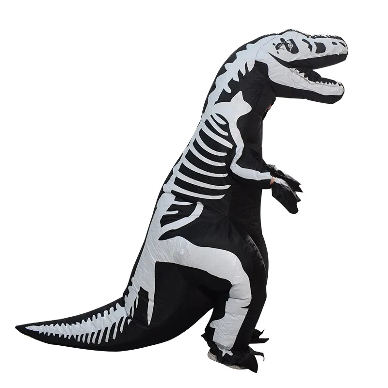 Erwachsene aufblasbares Kostüm schwarzer Dinosaurieranzug aufblasbarer Jumpsuit Halloween-Cosplay-Kostüm