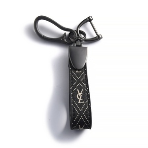 Low Price Brown Charm Canvas <b>Custom</b> Logo Black Metal <b>Keychain</b> - Product Image 6