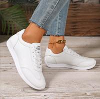 Baskets blanches légères à lacets pour femmes, chaussures de sport tendance, style coréen, pour étudiantes, collection automne