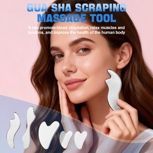 Großhandel Edelstahl Gua Sha Werkzeug Schönheitspflege <span class=keywords><strong>Massage</strong></span>-Roller Körper Gesicht Hautstraffung Guasha-Brett Schaber-Massagegerät - Product Image 2
