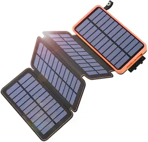 अमेज़न गर्म बिक्री तह सौर अभियोक्ता 25000 mAh पोर्टेबल सौर फोन चार्जर 3 के साथ 4 5 सौर पैनलों, शिविर रोशनी का नेतृत्व किया