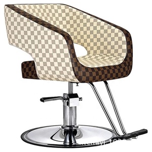 Güzellik salonu kuaför dükkanı salon kadın bej ve altın renk şık kaldırma saç kesim kuaför sandalyesi - Product Image 5