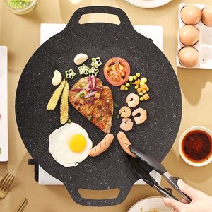 Poêle grill antiadhésive ronde en pierre Maifan, Teppanyaki, portable pour le camping en plein air, compatible avec les cuisinières à induction - Product Image 1