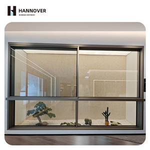 Système de fenêtre coulissante horizontale à six rails minimaliste en verre, design <span class=keywords><strong>panoramique</strong></span>, en alliage d'aluminium, idéal pour hôtels et salons - Product Image 1
