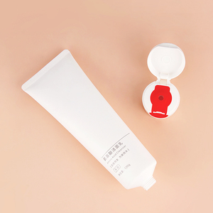 Tube souple cosmétique en plastique blanc personnalisé de 120g avec valve rouge et bouchon à clapet pour nettoyant visage aux acides aminés – Emballage compressible - Product Image 4