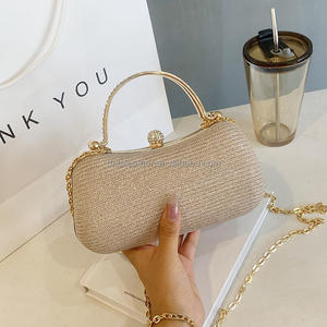 Bolso de Mano de Lujo con Diamantes, Diseño Sólido, Asa de Cristal, Bolso de Noche con Pedrería para Bodas, Cenas y Fiestas, Hecho de Material PU - Product Image 3