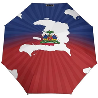Parapluie automatique personnalisé avec carte du drapeau d'Haïti, protection UV, imperméable, parapluie de fierté haïtienne, résistant au vent, parapluie de voyage