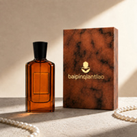 Flacon de parfum carré en verre de qualité supérieure 50 ml 100 ml Flacon de parfum brun avec vaporisateur à pompe Boîte d'emballage de luxe