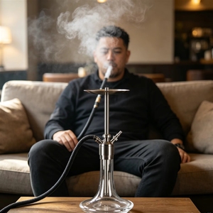 Cachimba de Acero Inoxidable Alemán de Alta Gama de 69 cm con Espejo, Set de Cachimba Grande Portátil Árabe Ecológica con Funda - Product Image 5