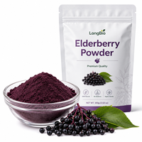 LongBio Bulk Vlierbessenpoeder Sambucus Nigra Natuurlijk Zwart Vlierbessenpoeder voor dranken, gummies en supplementformuleringen