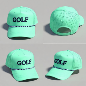 Custom Sporty Nylon Fabric Baseball Rope Golf Hats Laser Cut Hole Embroidery Logo Waterproof 5 Panel Unisex Injae Vina - Product Image 5