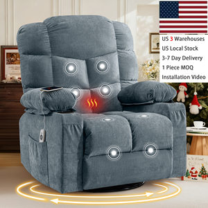 VANBOW Übergroßer <span class=keywords><strong>Massage</strong></span>-Drehsessel mit Lendenwärme für Wohnzimmer, Getränkehalter und USB-Ladeanschluss für Erwachsene - Product Image 1