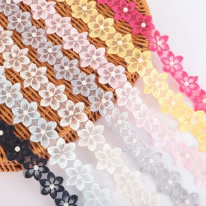 <span class=keywords><strong>Ruban</strong></span> de <span class=keywords><strong>dentelle</strong></span> brodé de perles florales romantiques de haute qualité, 3,3 cm, pour la garniture de vêtements, 5 yards/rouleau - Product Image 1