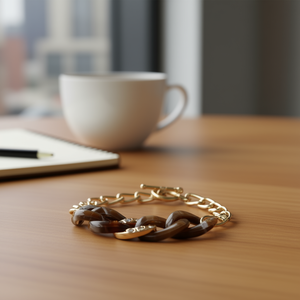 Bracelet manchette Linda Fashion plaqué or, bijou élégant unisexe pour hommes et femmes - Product Image 2