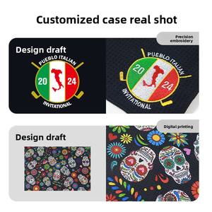 Toalla de golf de microfibra ultrafina superventas transfronteriza, toalla deportiva tipo gofre para limpiar pelotas, con estampado bordado de patrón de piñ<span class=keywords><strong>a</strong></span> - Product Image 4