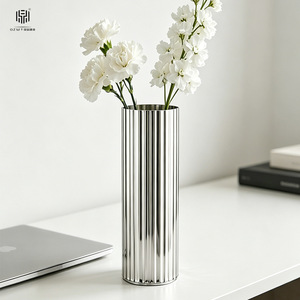 Striped Stainless Steel <b>Vase</b> 304 Minimalist Rust Resistant For Home Hotel Decoration - Product Image 4
