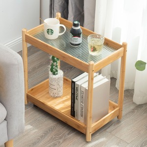 Mesa auxiliar con ruedas, mesita de noche móvil de madera maciza, mesa auxiliar pequeña, carrito de almacenamiento estilo wabi-sabi - Product Image 2