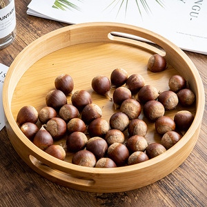 Wholesale small <b>tea</b> <b>trays</b> for home use, bamboo <b>trays</b>, creative Japanese-style baking double-ear round <b>tea</b> <b>trays</b> - Product Image 3