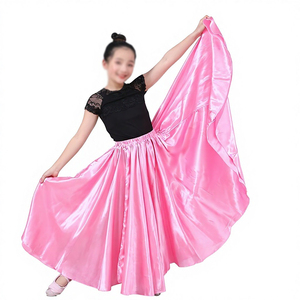 Jupe de <span class=keywords><strong>danse</strong></span> <span class=keywords><strong>flamenco</strong></span> pour filles gitanes, jupe en satin de soie brillante, grande jupe évasée, robe de <span class=keywords><strong>danse</strong></span> du ventre, costume de <span class=keywords><strong>danse</strong></span> <span class=keywords><strong>flamenco</strong></span> - Product Image 4