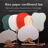 Éventail à main en papier personnalisé à faire soi-même avec poignée en bois et pompon, en forme de feuille de bananier